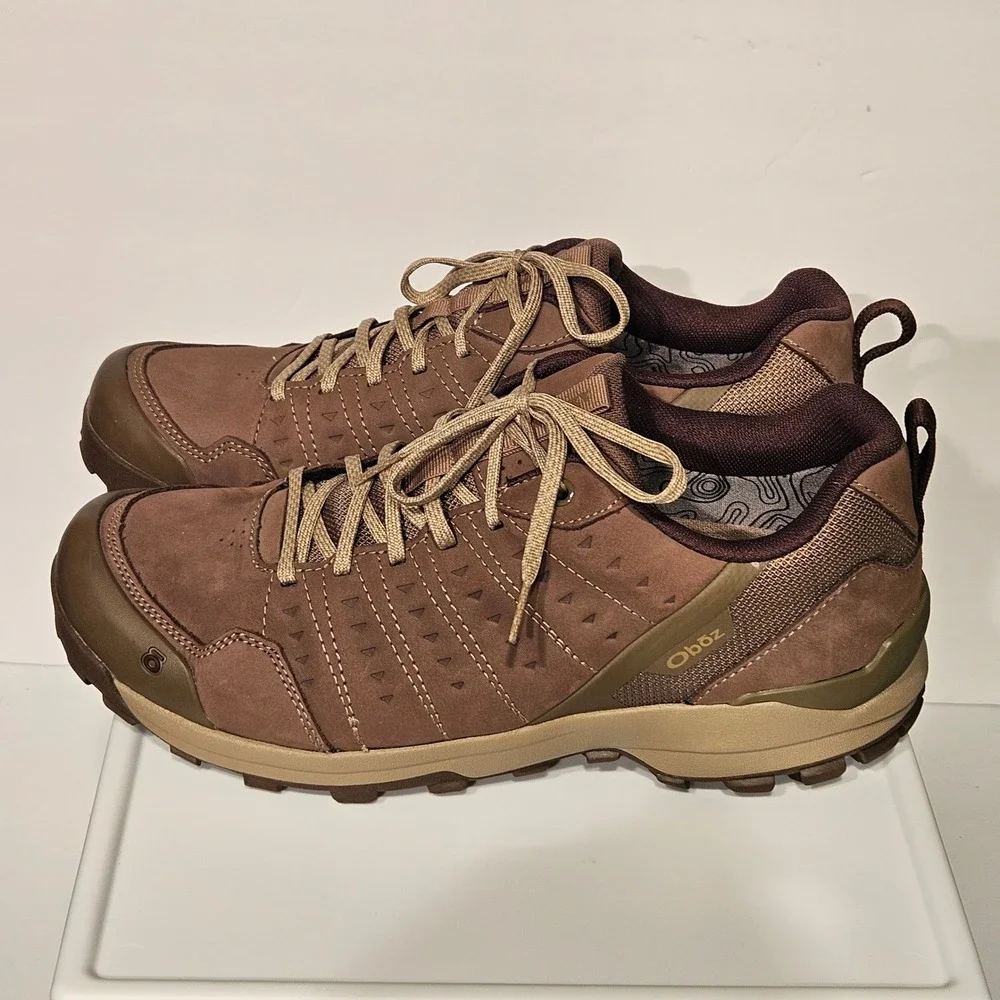 Oboz Bozeman Low Hiking Shoes Mens 11 Brown Nubuck Leather Trail Sneakers